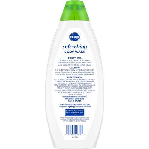 Kroger Refreshing Body Wash Cucumber & Green Tea Scent with Moisturizing Formula 22 fl oz