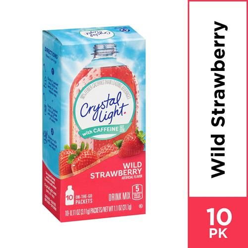 Crystal Light Sugar-Free Wild Strawberry Drink Mix With Caffeine (10 On-The-Go Packets)