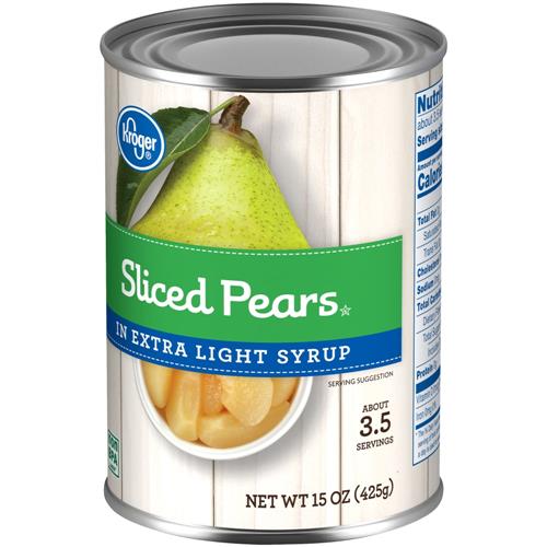 Kroger Canned Pear Slices in Extra Light Syrup 15 oz
