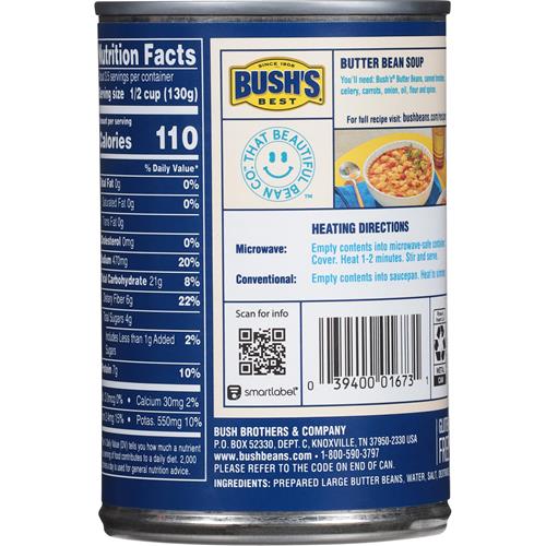 Bushs Best Large Butter Beans 16 Oz