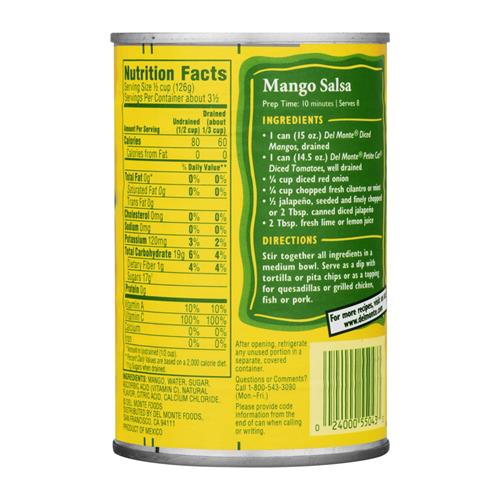 Del Monte Canned Diced Mangos In Extra Light Syrup, 15 Oz