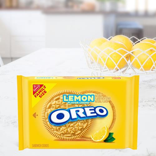 Oreo Lemon Creme Sandwich Cookies, Family Size, 18.71 Oz