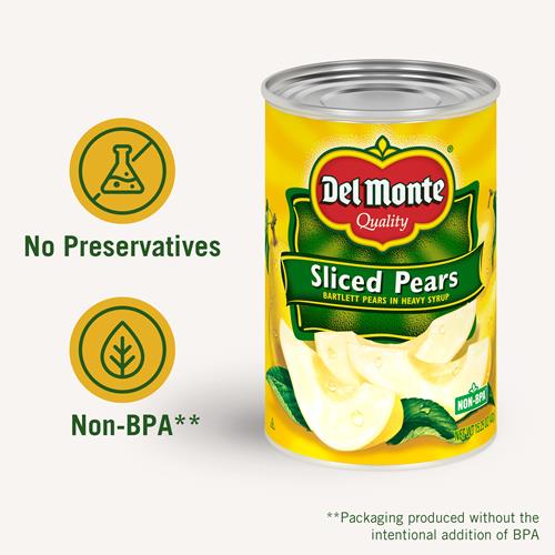 Del Monte Sliced Pears, Bartlett Pears In Heavy Syrup, 15.25 Oz
