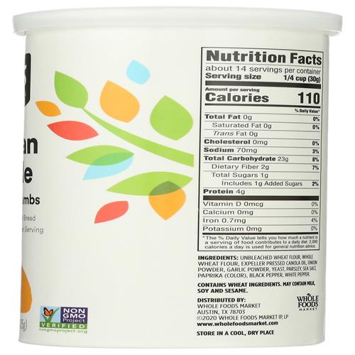 Whole Foods Market Italian Style Bread Crumbs, 15 Oz