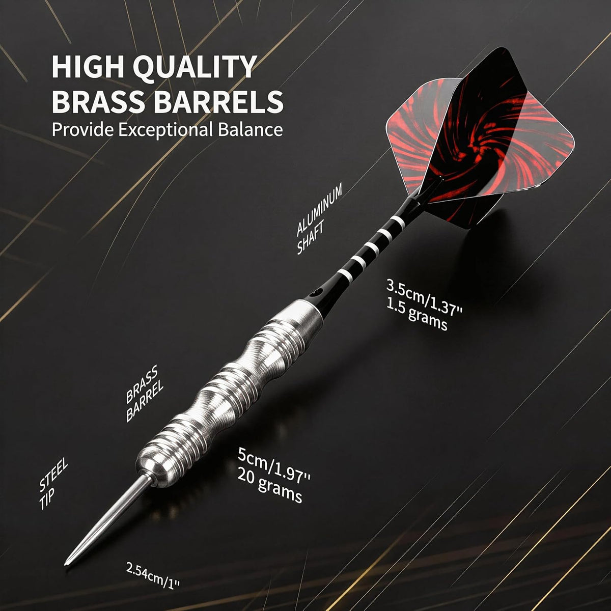Steel Tip Darts 12 Pack Set with Nonslip Iron Barrel Aluminum Dart Shafts and Flights Darts Sharpener an Gift Box