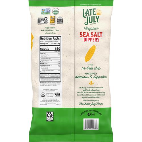 Late July Snacks Organic White Corn Tortilla Chip Dippers, 7.4 Oz