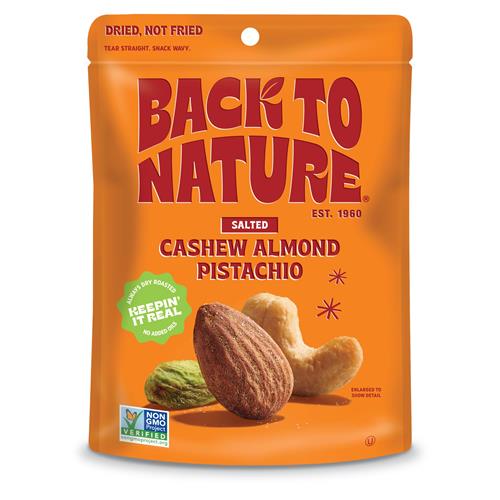 Back To Nature Premium Nut Mix - Cashew, Almond & Pistachio Blend, Dry Roasted With Sea Salt, Non-Gmo High Protein Snacks, 9 Ounce