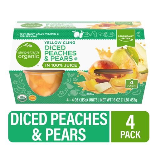 Simple Truth Yellow Cling Diced Peaches & Pear Cups 4 ct / 4 oz