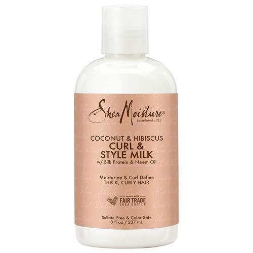 Sheamoisture Fair Trade Sulfate Free Coconut Hibiscus Curl & Style Milk With Silk Protein & Neem Oil For Thick, Defined, Curly Hair 8 Oz