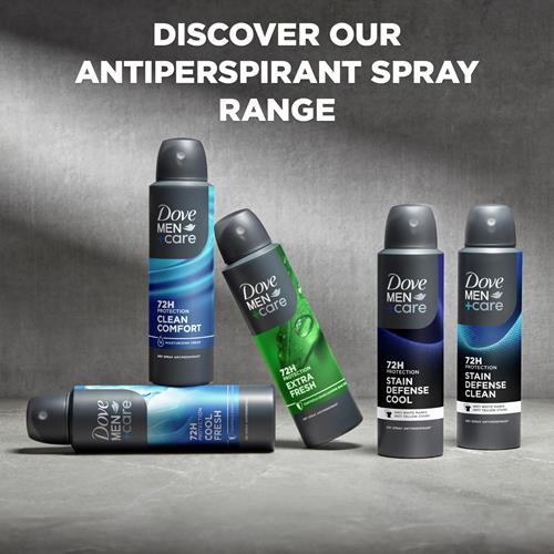 Dove Men+Care Antiperspirant Deodorant Clean Comfort Dry Spray For Men 72-Hour Sweat And Odor Protection With Triple Defense Technology 3.8 Oz
