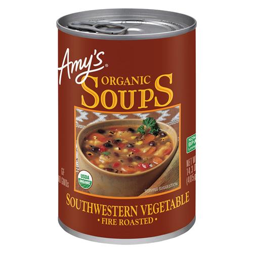 Amy’S Soup, Vegan Southwestern Fire Roasted Vegetable Soup, Gluten Free, Made With Organic Vegetables, Canned Soup, 14.3 Oz