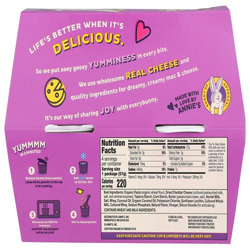 Annies Homegrown, Mac Cheese White Cheddar 4 Pack, 8.04 Ounce