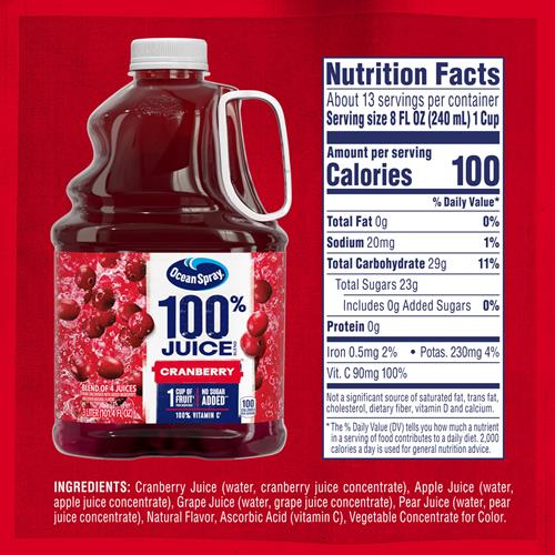 Ocean Spray 100% Juice Cranberry Juice Blend, 101.4 Fl Oz Bottle (Pack Of 1)