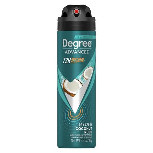Degree Men Antiperspirant Deodorant Dry Spray Coconut Rush 72-Hour Sweat And Odor Protection? Deodorant For Men With Body Heat Activated Technology 3.8 Oz