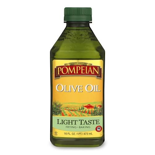 Pompeian Light Taste Olive Oil, Subtle Flavor, Perfect For Frying & Baking, Naturally Gluten Free, Non-Allergenic, Non-Gmo, 16 Fl. Oz.