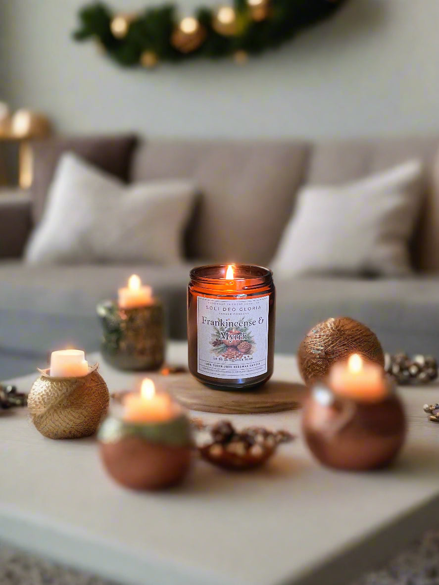 Frankincense & Myrrh Beeswax Candle | Essential Oil Infused