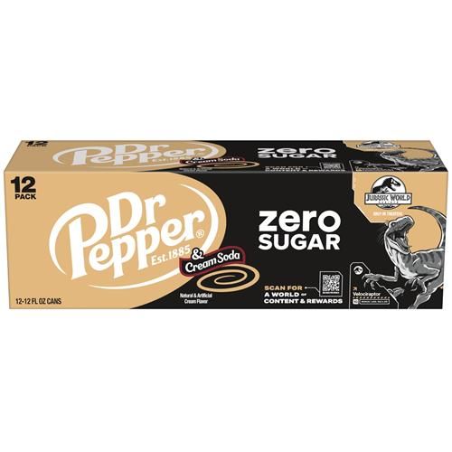 Dr Pepper And Cream Soda Zero Sugar, 12 Fl Oz Cans, 12 Pack