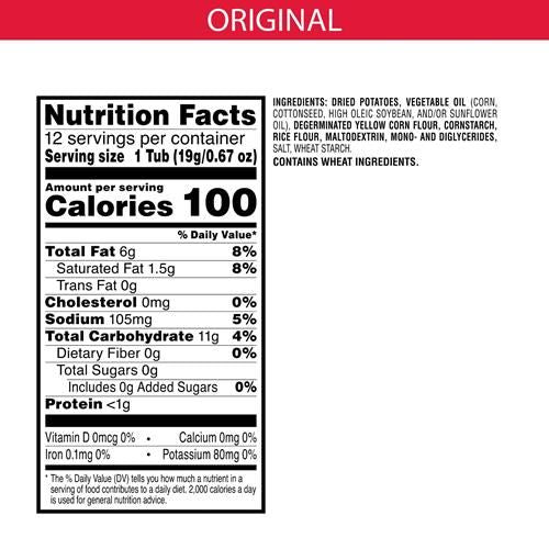 Pringles Potato Crisps Chips, Lunch Snacks, On-The-Go Snacks, Snack Stacks, Original, 8Oz Tray (12 Cups)