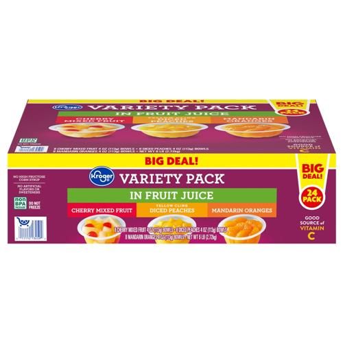 Kroger Fruit Cups Three Flavor Variety Pack 24 ct / 4 oz