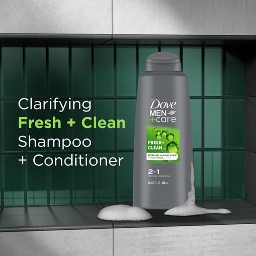 Dove Men + Care Fortifying 2-In-1 Shampoo And Conditioner Fresh And Clean With Caffeine For Everyday Care Helps Strengthen And Nourish Hair 20.4 Oz