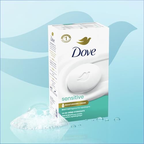 Dove Beauty Bar Soap Sensitive, 4 Bars For Sensitive Skin, Fragrance Free And Hypoallergenic 3.75 Oz