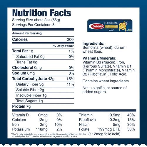 Barilla Fettuccine Pasta, 16 Oz. Box - Non-Gmo Pasta Made With Durum Wheat Semolina - Kosher Certified Pasta