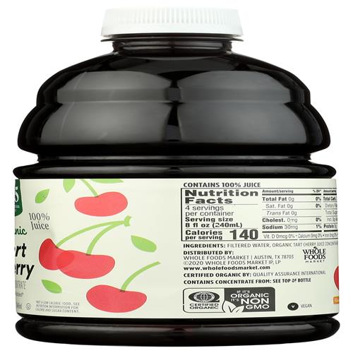 Whole Foods Market Organic Tart Cherry Juice, No Sugar Added, 32 Fl Oz
