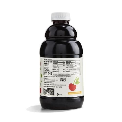Whole Foods Market Organic Tart Cherry Juice, No Sugar Added, 32 Fl Oz
