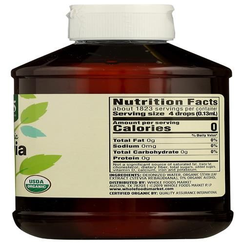Whole Foods Market Organic Stevia Liquid Extract, 8 Fl Oz