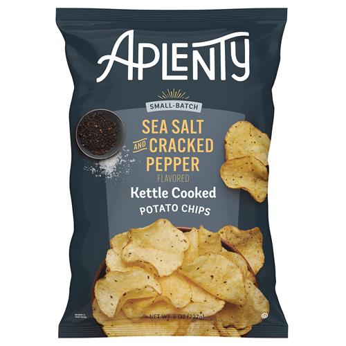 Aplenty Sea Salt And Cracked Pepper Kettle Cooked Potato Chips, 8 Oz