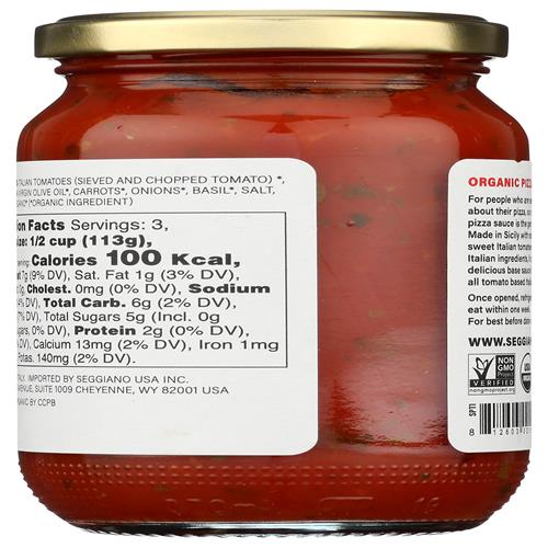 Seggiano Organic Wild Oregano Pizza Sauce, 12.3 Oz