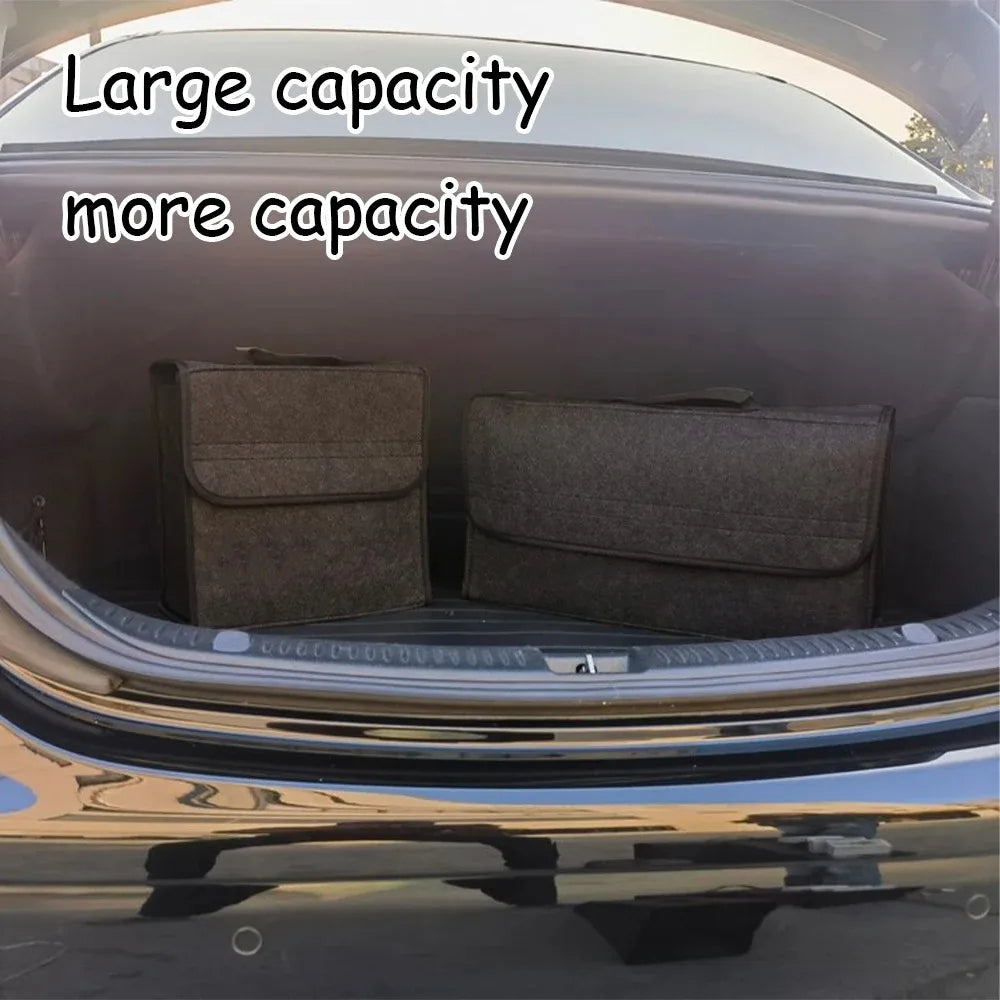 Large anti Slip Compartment Boot Storage Organizer Tool Car Storage Bag Car Trunk Organizer Soft Felt Storage Box Accessories