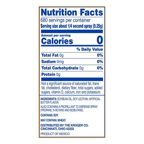 Kroger Nonstick Butter Flavored Cooking Spray 6 oz