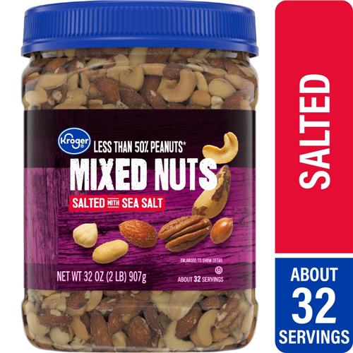 Kroger Less Than 50% Peanuts Salted Mixed Nuts 32 oz