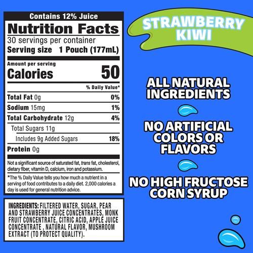Capri Sun Strawberry Kiwi Naturally Flavored With Other Natural Flavor Juice Drink Blend, 30 Ct Box, 6 Fl Oz Pouches