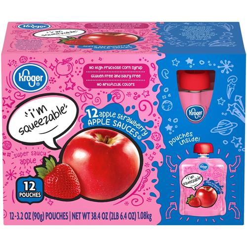 Kroger Apple Strawberry Applesauce Pouches 12 ct / 3.2 oz