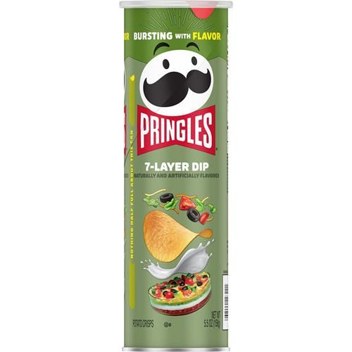 Pringles Potato Crisps Chips, Lunch Snacks, On-The-Go Snacks, 7-Layer Dip, 5.5Oz Can (1 Can)?