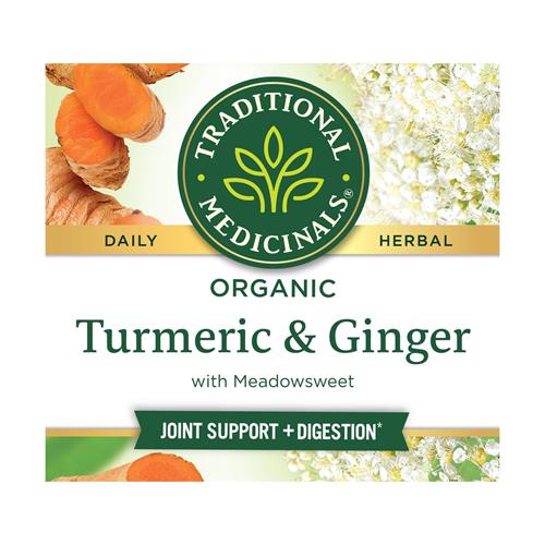 Traditional Medicinals Tea Turmeric Meadowsweet & Ginger,16 Count.