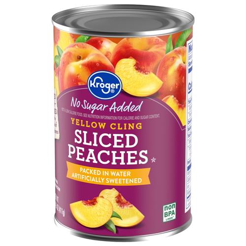 Kroger Canned Yellow Cling Sliced Peaches No Sugar Added 14.5 oz