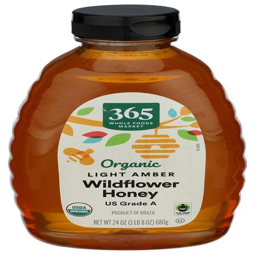 Whole Foods Market Organic Light Amber Wildflower Honey, Us Grade A, 24 Ounce