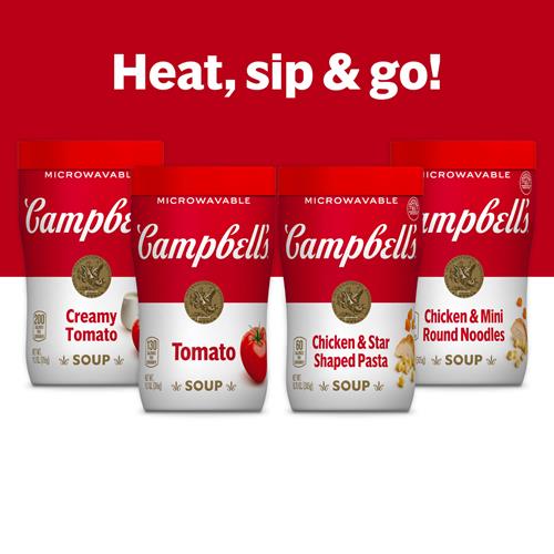 Campbells Sipping Soup, Chicken & Mini Round Noodle Soup, 10.75 Oz Microwavable Cup