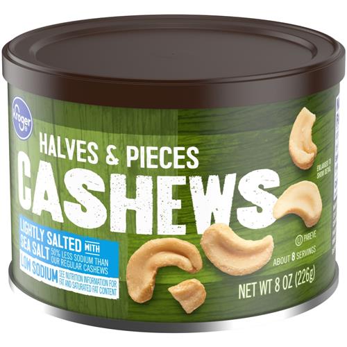 Kroger Halves & Pieces Lightly Salted Cashews 8 oz
