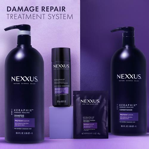 Nexxus Keraphix Shampoo With Proteinfusion For Damaged Hair Keratin Protein, Black Rice, Silicone-Free 33.8 Oz