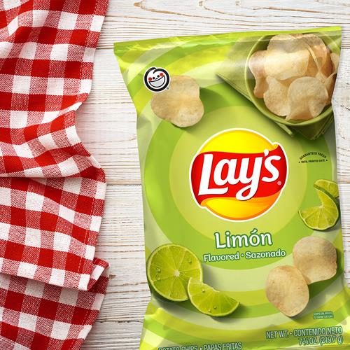 Lays Potato Chips, Limon Flavored Snacks, 7.75Oz Bag