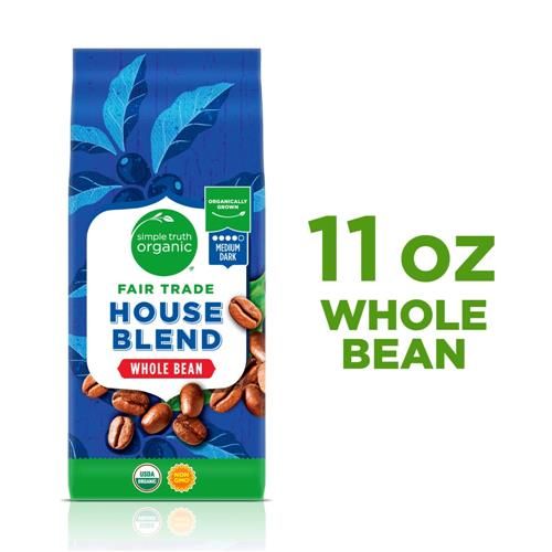 Simple Truth Organic House Blend Medium Dark Roast Whole Bean Coffee 11 oz
