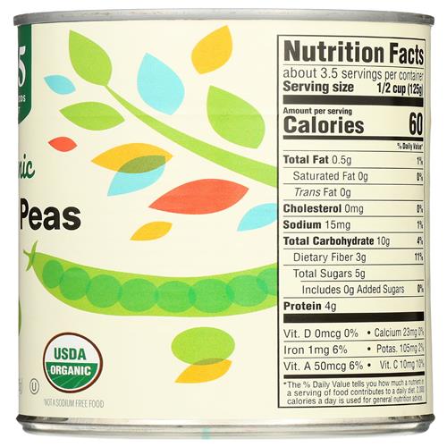 Whole Foods Market, Organic Sweet Peas No Salt Added, 15 Oz