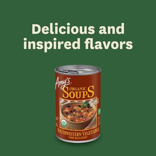 Amy’S Soup, Vegan Southwestern Fire Roasted Vegetable Soup, Gluten Free, Made With Organic Vegetables, Canned Soup, 14.3 Oz