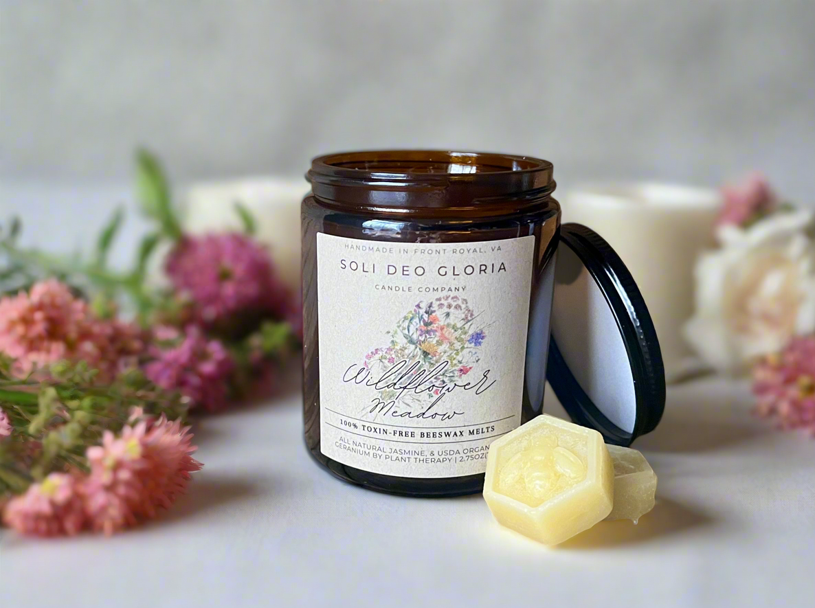 Wildflower Meadow | Floral Beeswax Candle with Organic Essential Oils