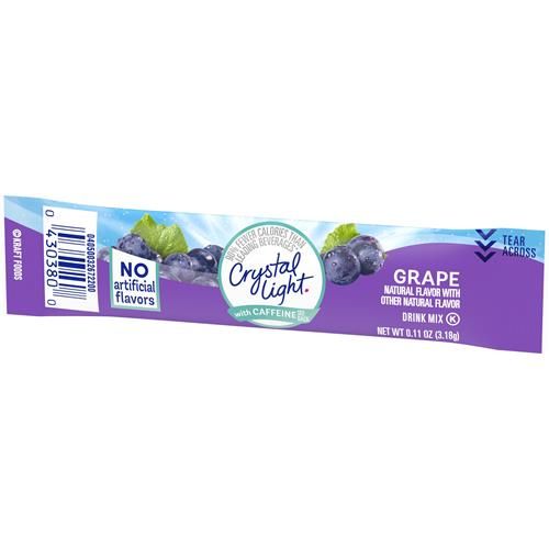Crystal Light Grape Naturally Flavored Powdered Drink Mix With Caffeine, 10 Ct. On-The-Go-Packets