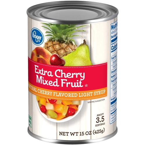 Kroger Canned Extra Cherry Mixed Fruit in Light Syrup 15 oz